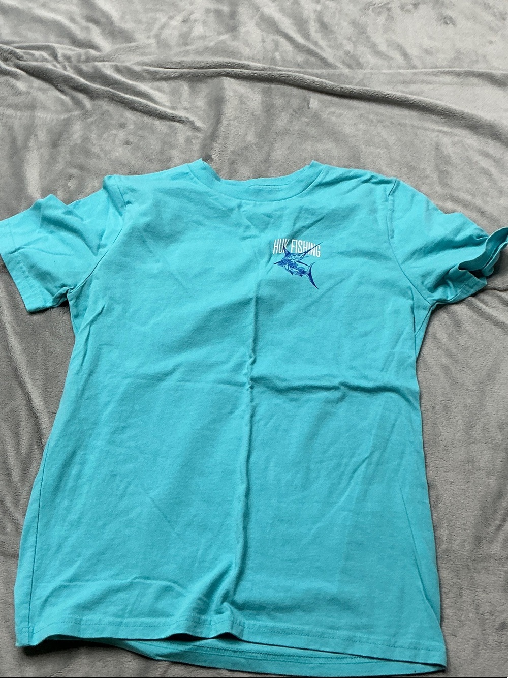 Huk Kids Short Sleeve Tee Turquoise with Blue Fish Graphic